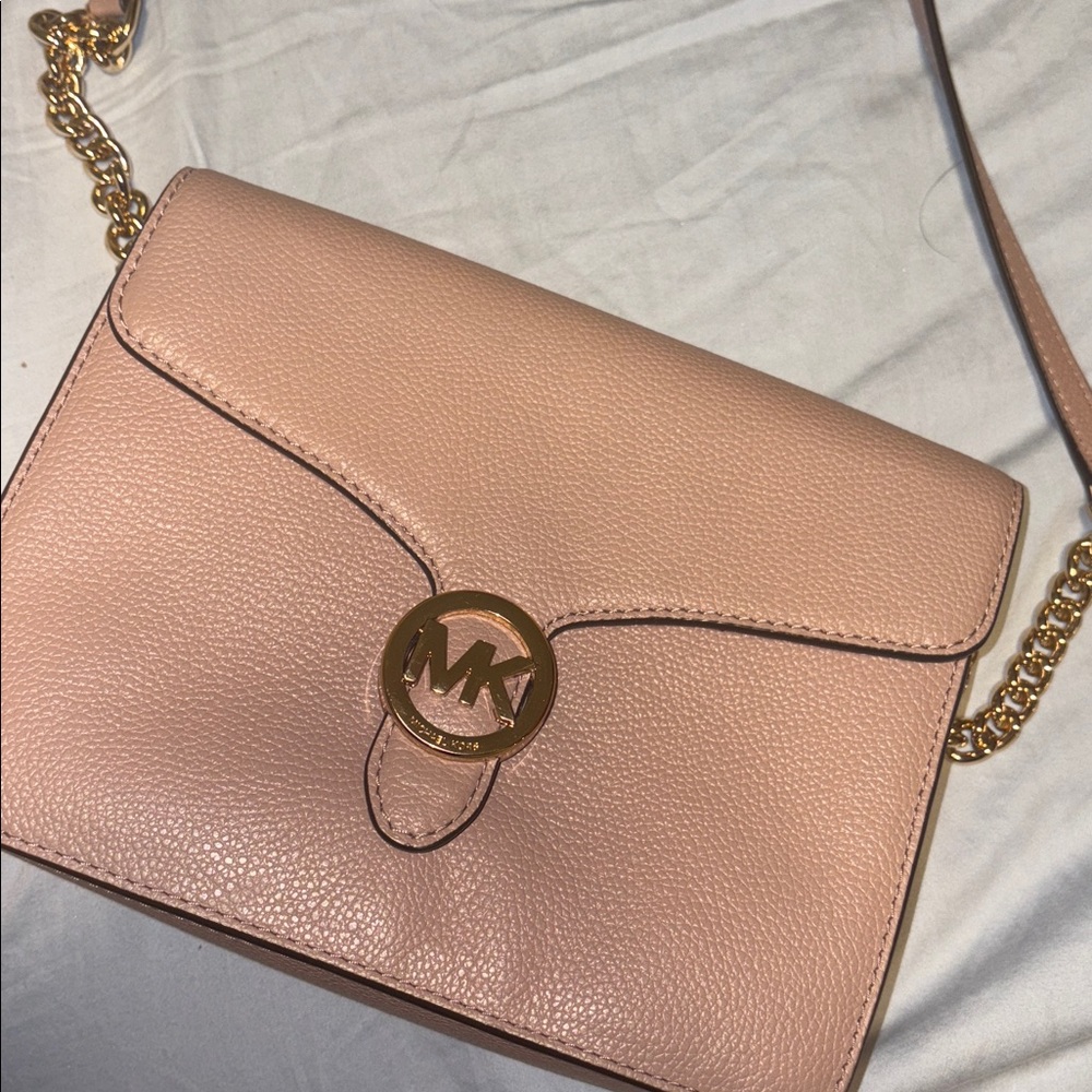 Michael Kors Blush Nude Leather Crossbody with Gold Accents